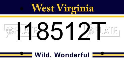 I18512T West Virginia License Plate