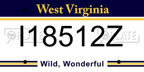 I18512Z West Virginia License Plate