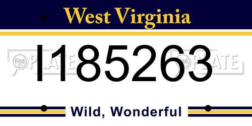 I185263 West Virginia License Plate