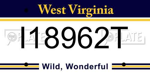 I18962T West Virginia License Plate
