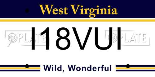 I18VUI West Virginia License Plate