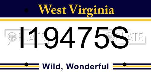 I19475S West Virginia License Plate