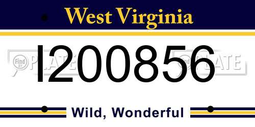 I200856 West Virginia License Plate