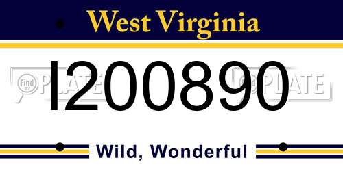 I200890 West Virginia License Plate