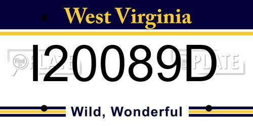 I20089D West Virginia License Plate