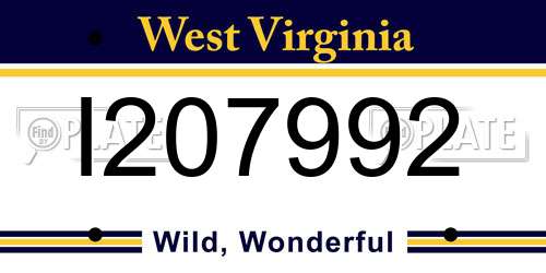 I207992 West Virginia License Plate