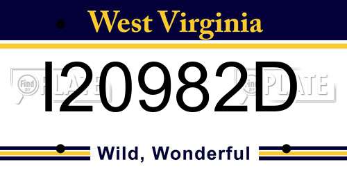 I20982D West Virginia License Plate