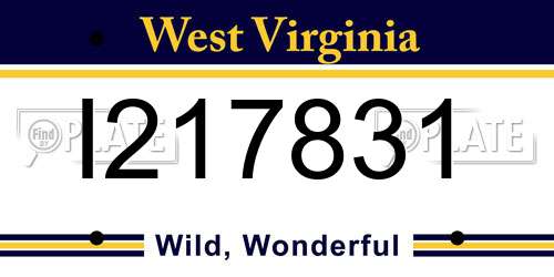 I217831 West Virginia License Plate