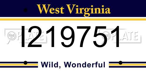 I219751 West Virginia License Plate