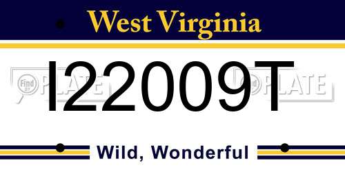 I22009T West Virginia License Plate