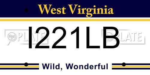 I221LB West Virginia License Plate