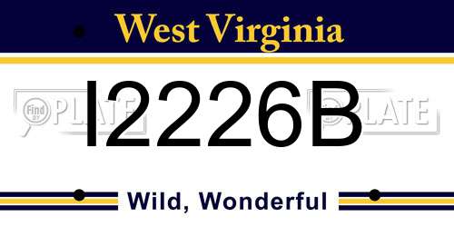 I2226B West Virginia License Plate