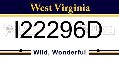 I22296D West Virginia License Plate