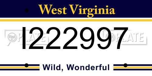 I222997 West Virginia License Plate