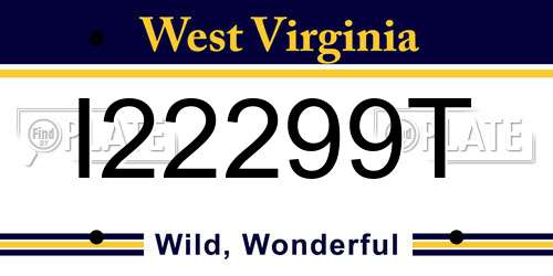I22299T West Virginia License Plate