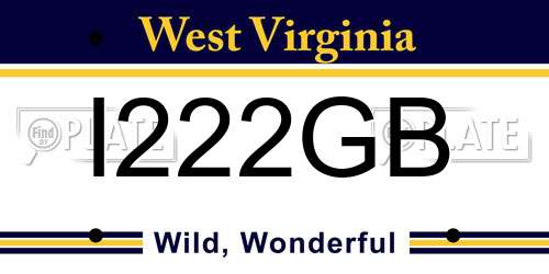 I222GB West Virginia License Plate
