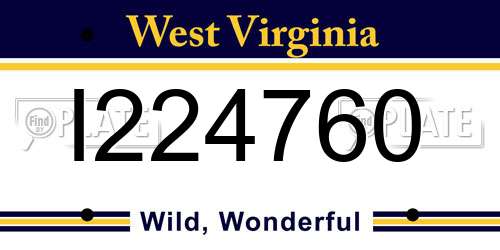 I224760 West Virginia License Plate