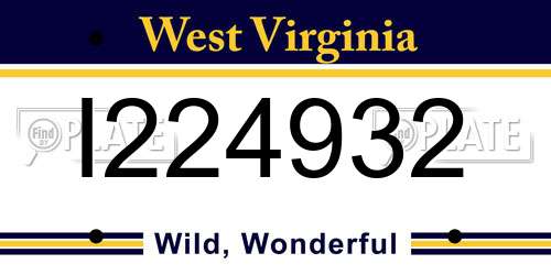 I224932 West Virginia License Plate