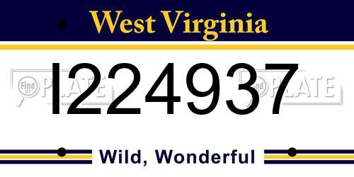 I224937 West Virginia License Plate