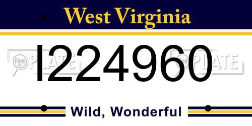 I224960 West Virginia License Plate