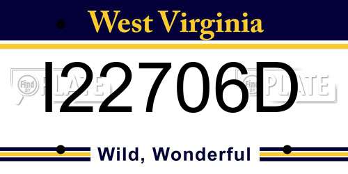I22706D West Virginia License Plate