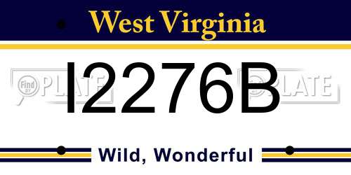 I2276B West Virginia License Plate