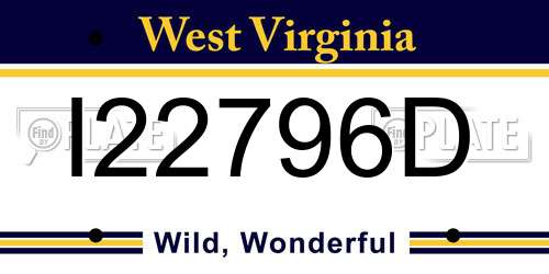 I22796D West Virginia License Plate