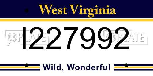 I227992 West Virginia License Plate
