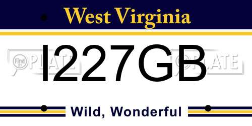 I227GB West Virginia License Plate