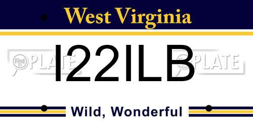 I22ILB West Virginia License Plate