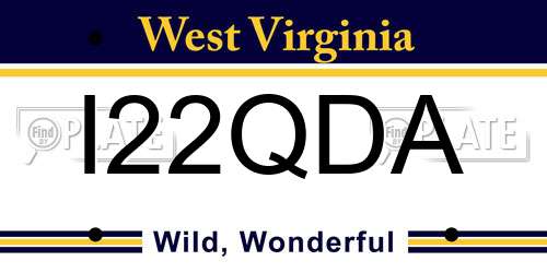 I22QDA West Virginia License Plate