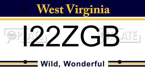 I22ZGB West Virginia License Plate