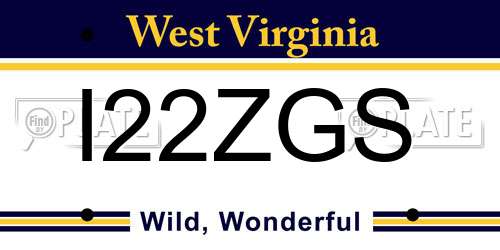 I22ZGS West Virginia License Plate