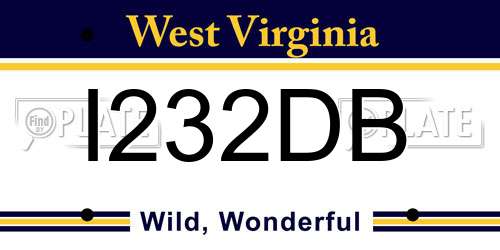 I232DB West Virginia License Plate