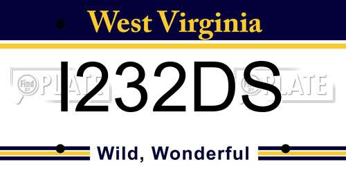 I232DS West Virginia License Plate