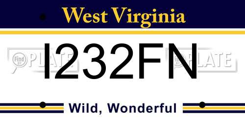I232FN West Virginia License Plate