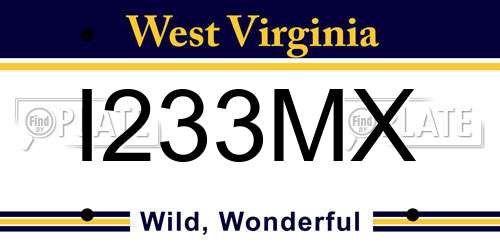 I233MX West Virginia License Plate