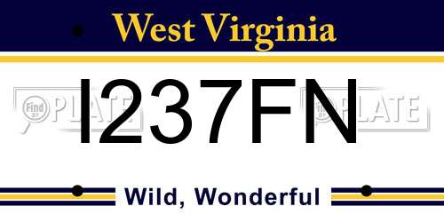 I237FN West Virginia License Plate