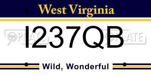 I237QB West Virginia License Plate