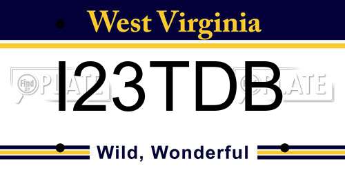I23TDB West Virginia License Plate