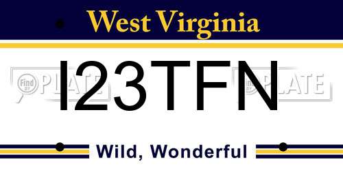 I23TFN West Virginia License Plate