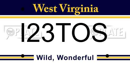 I23TOS West Virginia License Plate
