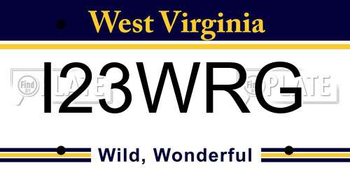 I23WRG West Virginia License Plate