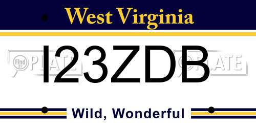 I23ZDB West Virginia License Plate