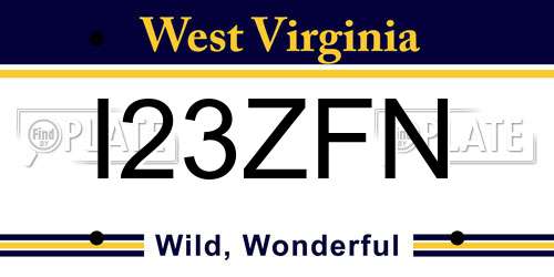 I23ZFN West Virginia License Plate