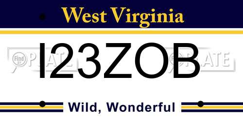 I23ZOB West Virginia License Plate