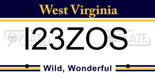 I23ZOS West Virginia License Plate