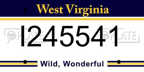 I245541 West Virginia License Plate