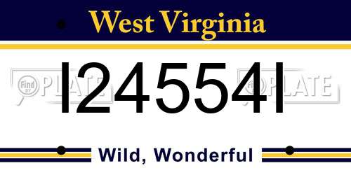I24554I West Virginia License Plate