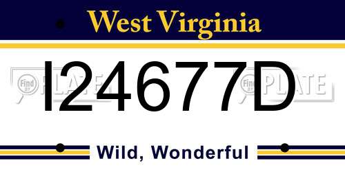 I24677D West Virginia License Plate